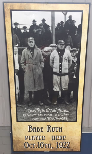Babe Ruth poster at Sleepy Eye ballpark