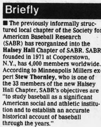 Article on formation of Halsey Hall Chapter in the May 16, 1985 Minneapolis Star and Tribune