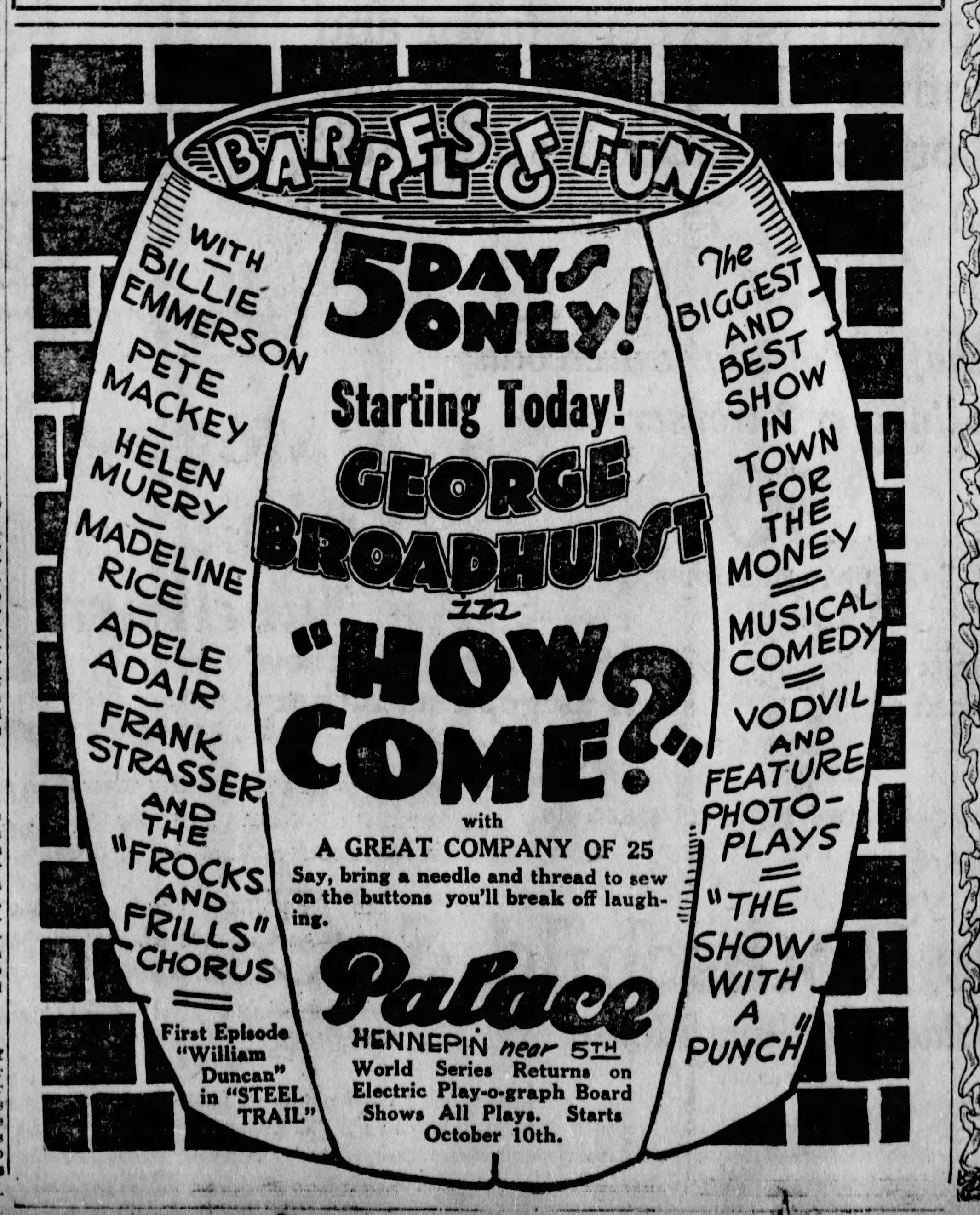Ad for Palace Theater